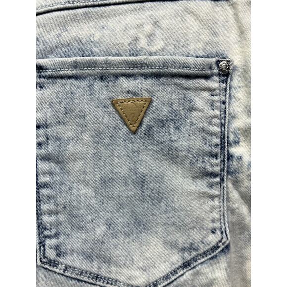 Guess Shorts Womens 28 Triangle Logo Jean Daisy Dukes Low Rise Acid Wash - Picture 7 of 9
